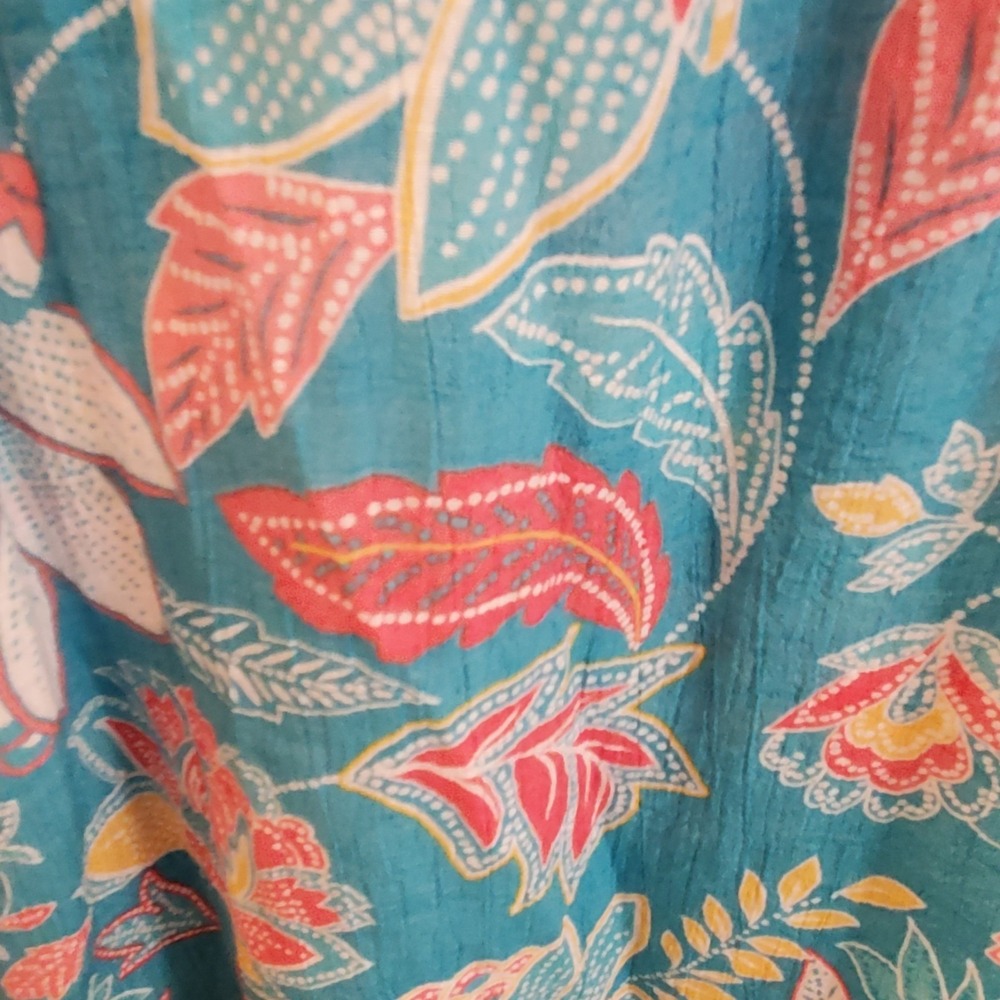 Ruby Rd. Woman Top 1X Blu Floral Rayon blend ButtonUp Blouse Resort Beach Casual - Picture 5 of 13